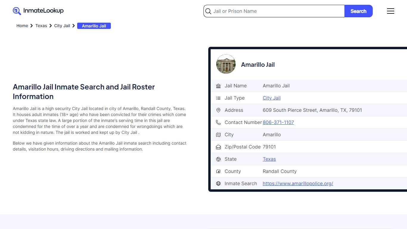 Amarillo Jail (TX) Inmate Search Texas - Inmate Lookup